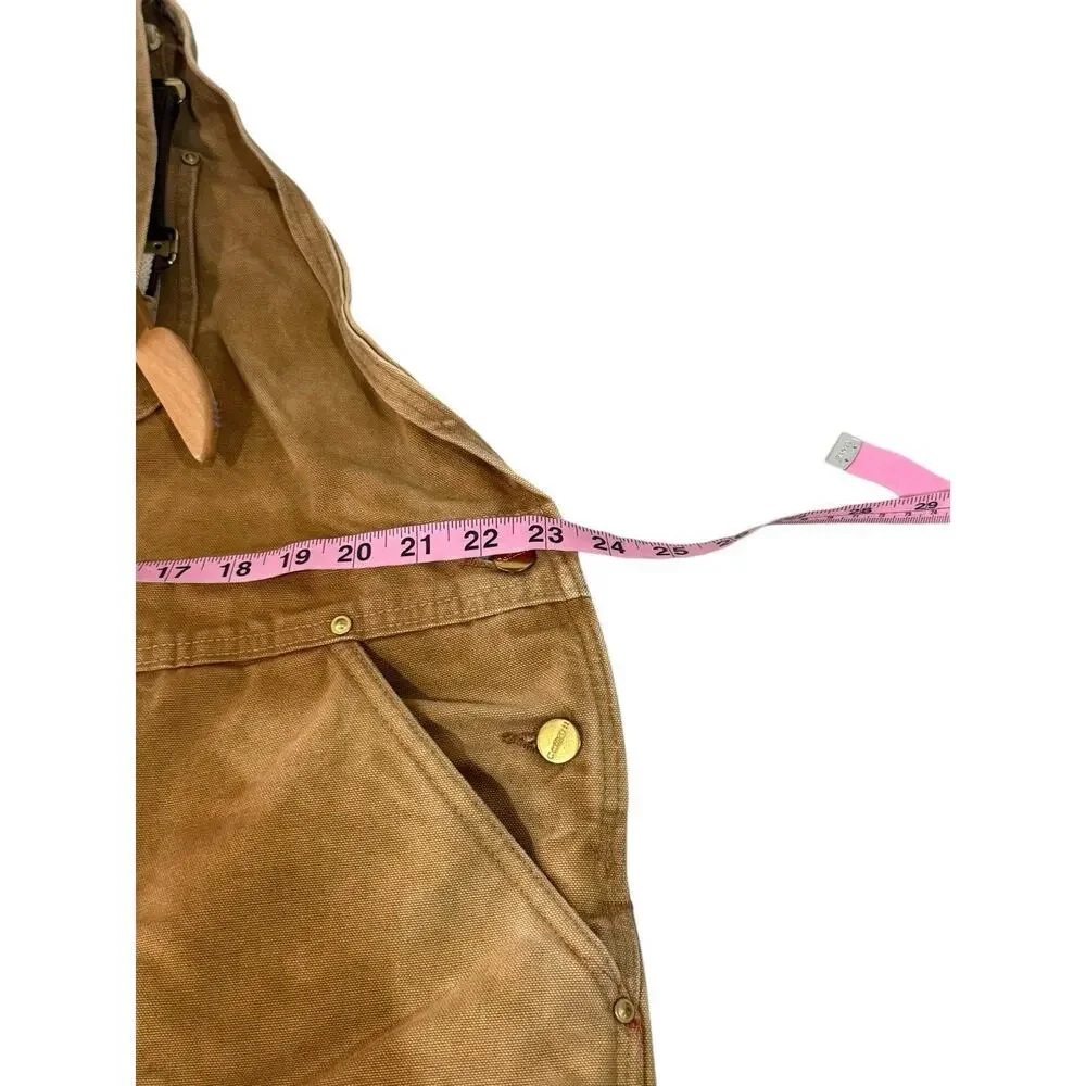 Carhartt Bib Overalls Duck Canvas Red Quilt Lined Double Knee R02BRN 46 X 34‎